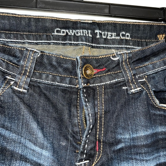 Cowgirl Tuff let er buck 32 x 31” dark denim jeans embroidery - Picture 9 of 12